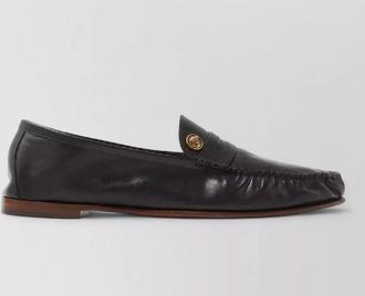 Versace loafers gold tone hardware round toe
