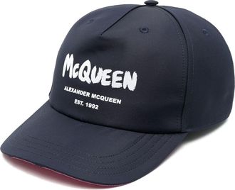 Alexander McQueen logo-print baseball cap - men - Cotton/Polyester - S - Blue