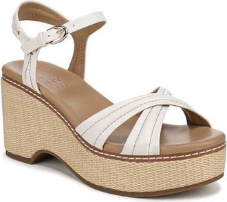 Naturalizer Dovie Ankle Straple Platform Wedge in Warm White at Nordstrom, Size 6.5