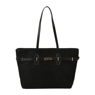 Generic Tote Bags for Women, Shoulder Bag, Faux Suede Belt Decoration Handbag with Zipper Niche Retro Tote Handbag Simple Shoulder Bag for Work Shopping Schoo