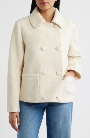 Bernardo Short Boucl&eacute; Coat in Cream at Nordstrom, Size Xx-Large