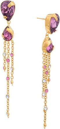 Oscar De La Renta Pear Rhinestone Chandelier Earrings