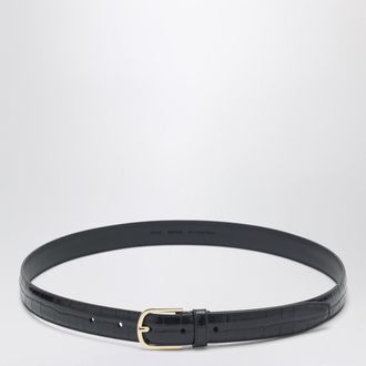 Toteme Black leather belt with croc effect