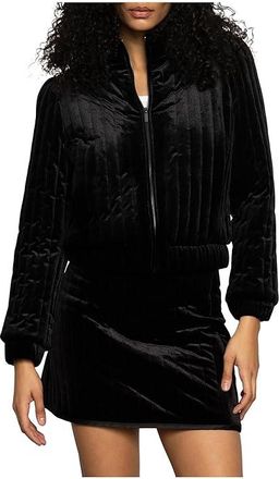Sanctuary Quilted Velvet Jacket Womens Vest Black 1 : SM (US 4-6), Polyester/Velvet