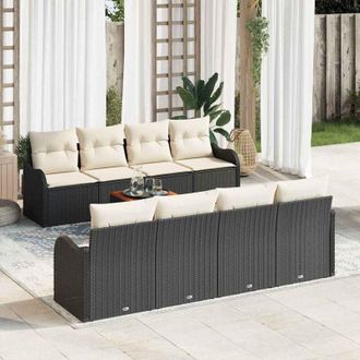 vidaXL Conjunto De Sof&aacute; De Jard&iacute;n 9 Pcs Negro Polirat&aacute;n Vidaxl
