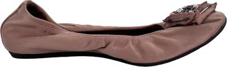 Lanvin Embellished Ballet Flats in Pink Satin
