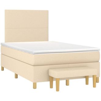 vidaXL Cama Box Spring Con Colch&oacute;n Tela Color Crema 120x190 Cm Vidaxl