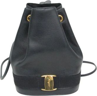 Ferragamo Pre-owned Bucket Bags, female, Blue, Size: ONE SIZE Pre-owned Vara Backpack