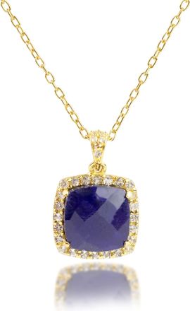 MAX + STONE 18k Gold Over Sterling Silver 5 Ct. 10x10mm Cushion Cut Gemstone Necklace