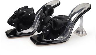 Generic Heels Bowknot High Heel Womens Transparent Sandals Womens Shoes BlackSchwarz,7.5 UK