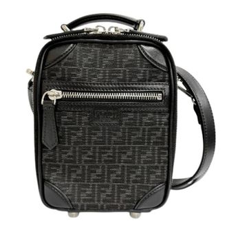 Fendi Pre-owned Micro FF Jacquard leren schoudertas - Dames - Pre-owned - Zwart - Maat: ONE Size Leer