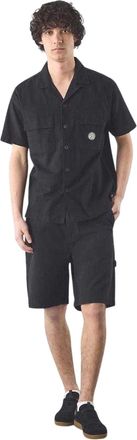 Pretty Green Heren Regular Overhemd met Korte Mouwen (Zwart)