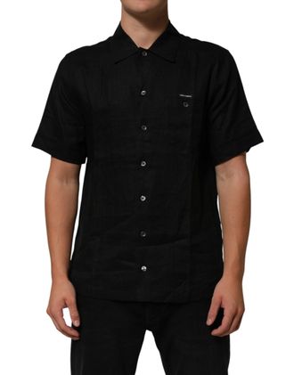 Carhartt Work in Progress Black Linen Collared Short Sleeve Polo Mens Shirt