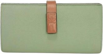 Loewe Pre-owned Vertical Wallet Large Calfskin Long Wallet - Dames - Vintage Accessoires - Groen - ONE Size - Leer - Vintage