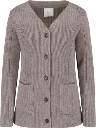 Malo Taupe V-Neck Patch-Pocket Cashmere Cardigan