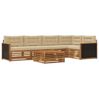 vidaXL Conjunto De Sof&aacute;s De Exterior 6 Pcs Natural Y Beige Vidaxl