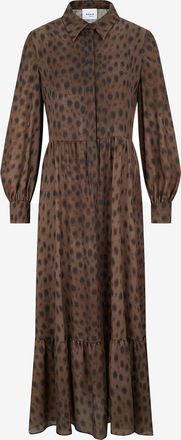 Akris Langes Hemdblusenkleid aus Animalprint-Krepp