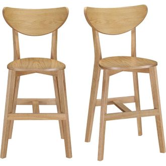 Miliboo Set di 2 sgabelli da bar in stile scandinavo quercia LEENA