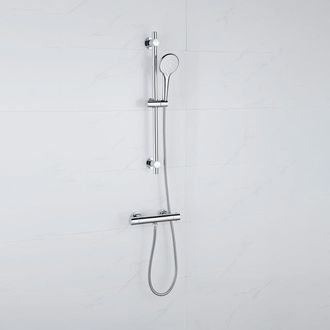 Adema Sparkle 2.0 Doucheset - thermostaatkraan - 70cm glijstang - ronde handdouche - metalen doucheslang - chroom