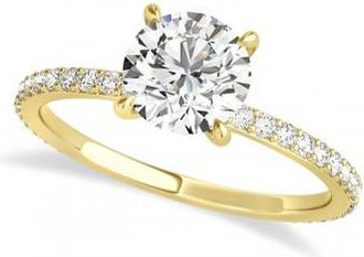 Allurez Round Lab Grown Diamond Hidden Halo Engagement Ring 14k Yellow Gold (0.75ct)