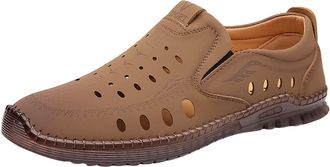 Generic Leather Loafers Shoes for Men Lightweight Slip On Shoes Hollow Out Casual Sneaker Non Slip Work Shoe Soft-Soled Outdoor Shoe Breathable Walking Sneake