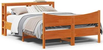 vidaXL Vidaxl - Estructura Cama Con Cabecero Madera Pino Marr&oacute;n Cera 120x200 Cm