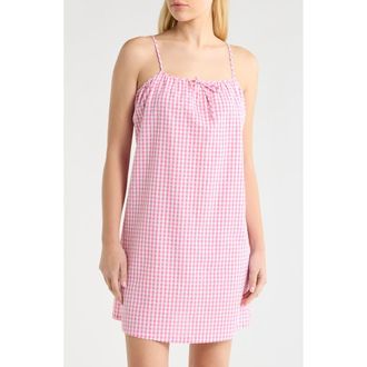 French Connection Gingham Seersucker Chemise in Pink Combo at Nordstrom, Size X-Large