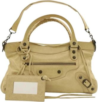 Balenciaga Pre-owned Vintage Shoulder Bag - Dames - Vintage Handtas - Beige - ONE Size - Leer - Vintage
