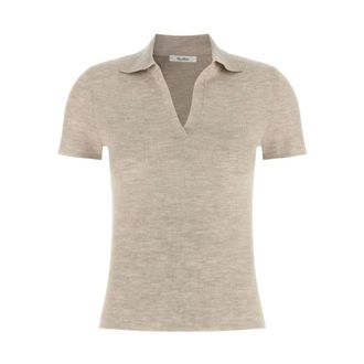 Max Mara Polo Shirts, female, Beige, Size: M Maglia Canottiera Top