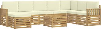 vidaXL Conjunto De Sof&aacute;s De Exterior 9 Uds. Blanco Y Crema Poli&eacute;ster Vidaxl