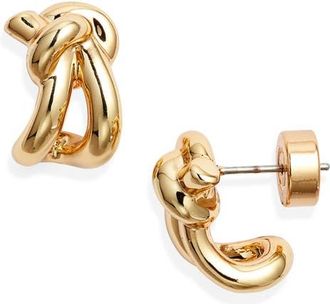 Nordstrom Demi Fine Knot Huggie Hoop Earrings in 14K Gold Plated at Nordstrom
