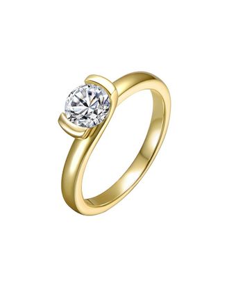 Rachel Glauber 14K Plated Cz Solitaire Ring