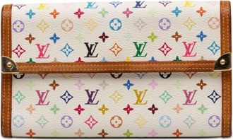 Louis Vuitton Blanc Multi-Color White Pvc Leather Wallet (Tri-Fold) (Pre-Owned)