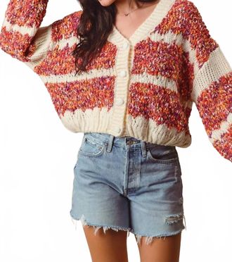 So Me Gracie Button Down Cardigan In Rust