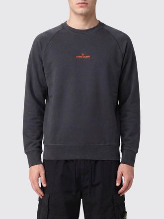 Stone Island Felpa girocollo slim fit in cotone con logo Compass stampato