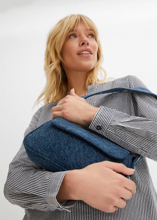 Bonprix Tunika BONPRIX Baumwoll Tunika, Damen, Gr. 32, blau (dunkelblau, wei&szlig; gestreift), Obermaterial: 100% Baumwolle, loose fit, Tuniken Tunika, mit Stehkra