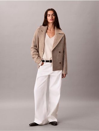 Calvin Klein Womens Relaxed Short Peacoat - Brown - XL