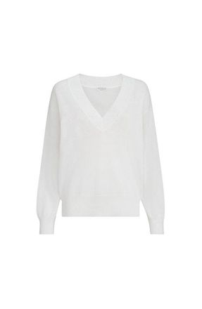 Brunello Cucinelli Linen and cotton Diamond yarn sweater in White at Nordstrom, Size 3X-Large Eu