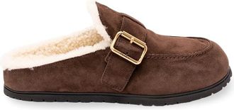Prada Suede And Shearling Mules