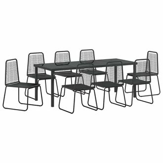 vidaXL Conjunto De Comedor De Jard&iacute;n 9 Pcs Negro Vidaxl