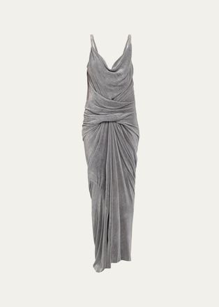 Rick Owens Strutter Drape Velvet Maxi Dress