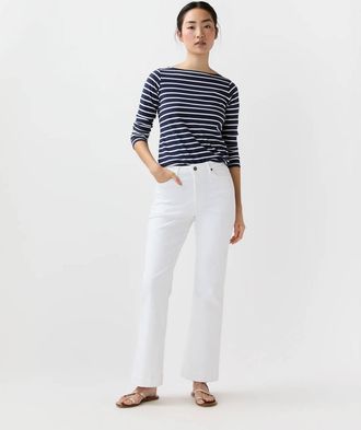 Ann Mashburn Kendall Flare 5 Pocket Jean In White Stretch Denim