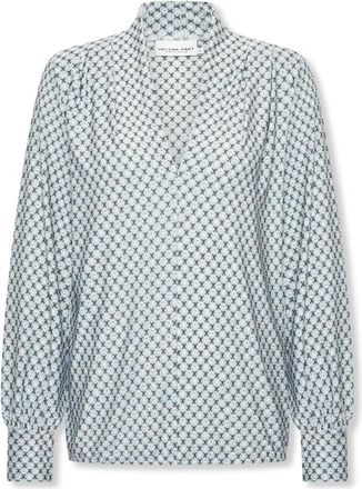 Hart by Helena Hart 7674Mil Top Jozzy Print Milly Ice - Dames - Blouses - Blauw - M - Leer - Overhemden
