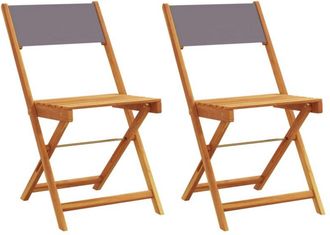 vidaXL Vidaxl - Sillas De Bistr&oacute; 2 Uds Madera Maciza Acacia Y Tela Antracita