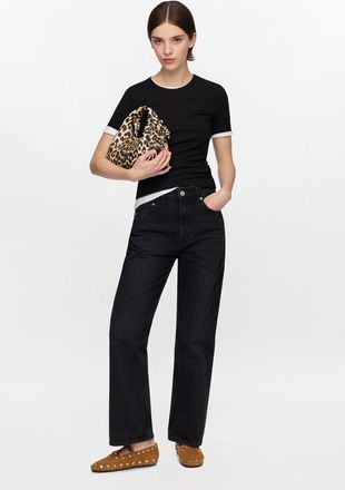 Ganni Black Betzy Cropped Jeans in Rigid Denim - Size 24W/33L Organic Cotton