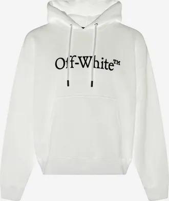 Off-white Cotton Hoodie With Logo