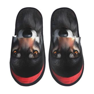 Generic Mysterious Hooded Wolf Men Women House Slippers Cosy Sliders Warm House Shoes For Indoor Outdoor Winter L
