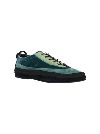 RANRA Contrast-Panel Suede Sneaker - Green