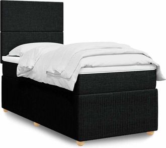 vidaXL Cama Box Spring Con Colch&oacute;n Tela Negro 90x190 Cm Vidaxl