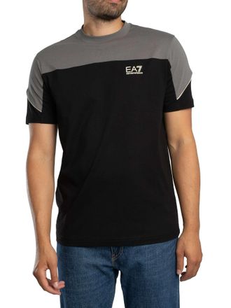Emporio Armani Normale T-Shirt Met Logo Op De Borst, Zwart